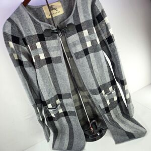 Burberry London Check Toggle Cardigan Sweater Gray Women’s S/M